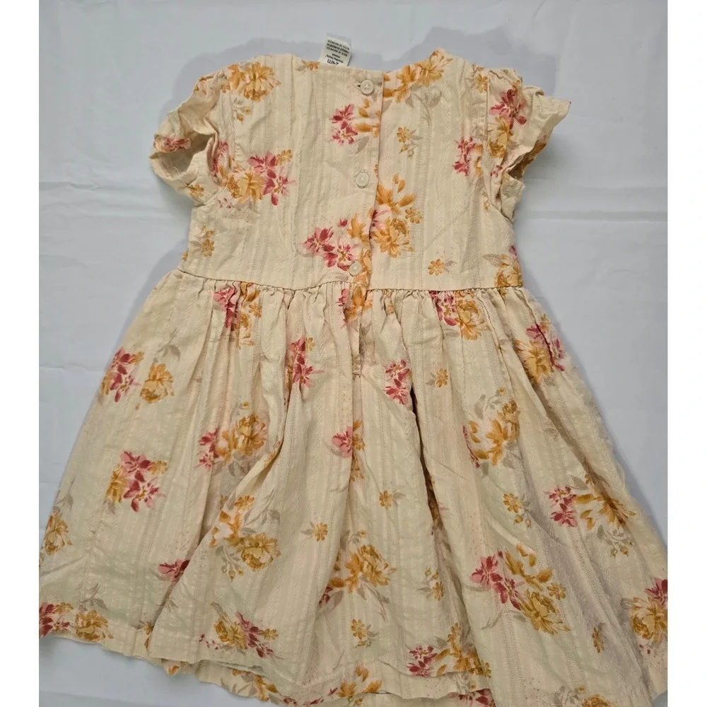 Baby B'gosh 24M Floral Dobby Stripe Cotton Dress Cream Yellow Pink
